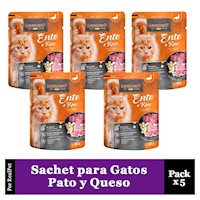 Pack x5 Sachet para Gato Leonardo sabor Pato y Queso 85 gr